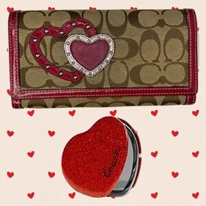 Coach Hearts wallet and glitter compact mirror